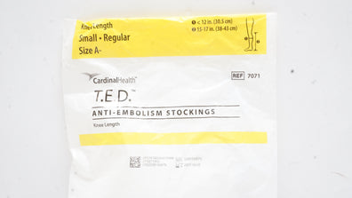 Cardinal Health 7071 T.E.D. Anti-Embolism Stockings Small Size A <12 <15-17inch